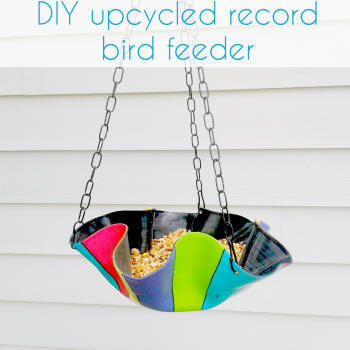 diy upcycled record bird feeders