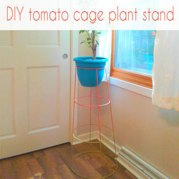 repurpose tomato cage into plant stand